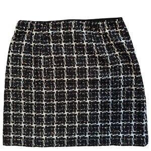 LOFT Women’s Shimmer Black Multicolored Shiny Textured Skirt Size 2